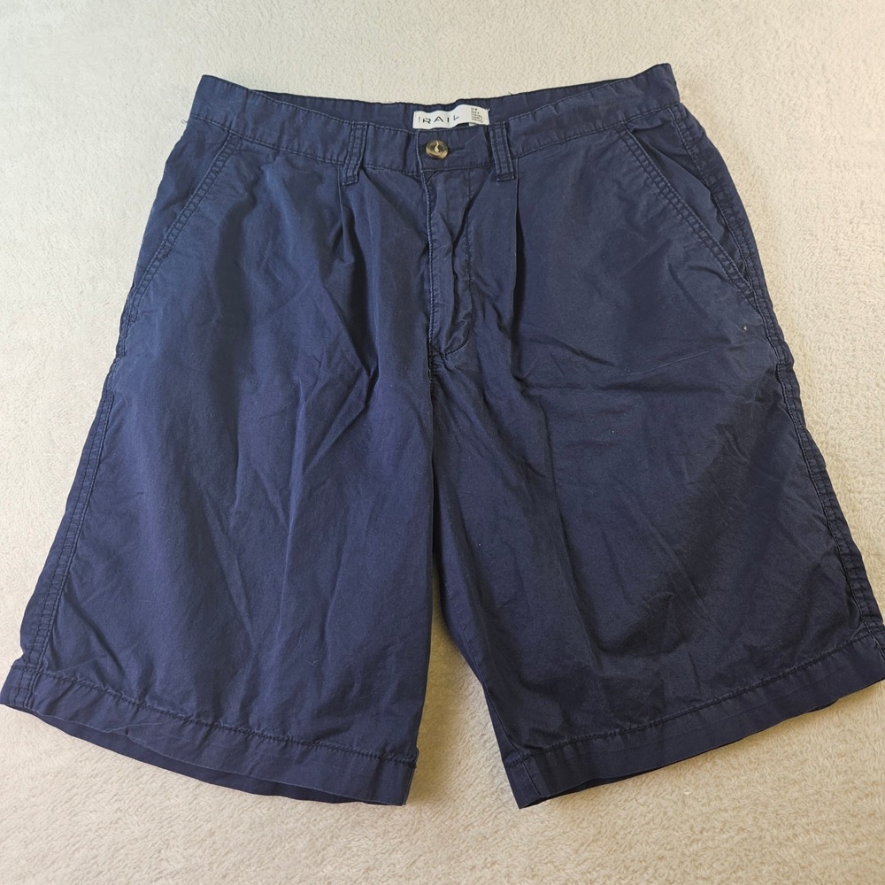 The Rail Mens Navy Blue Pleated Chino Shorts Size 32W Casual Summer Basic